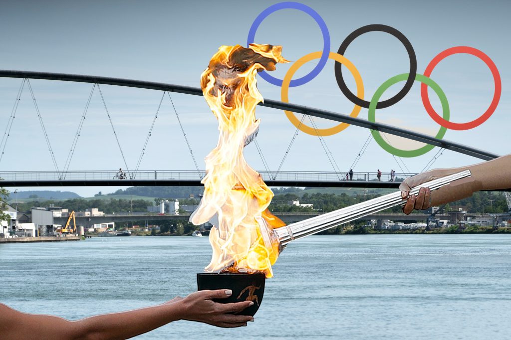 Olympisches Feuer in Huningue: Ein Fest für das Dreiländereck